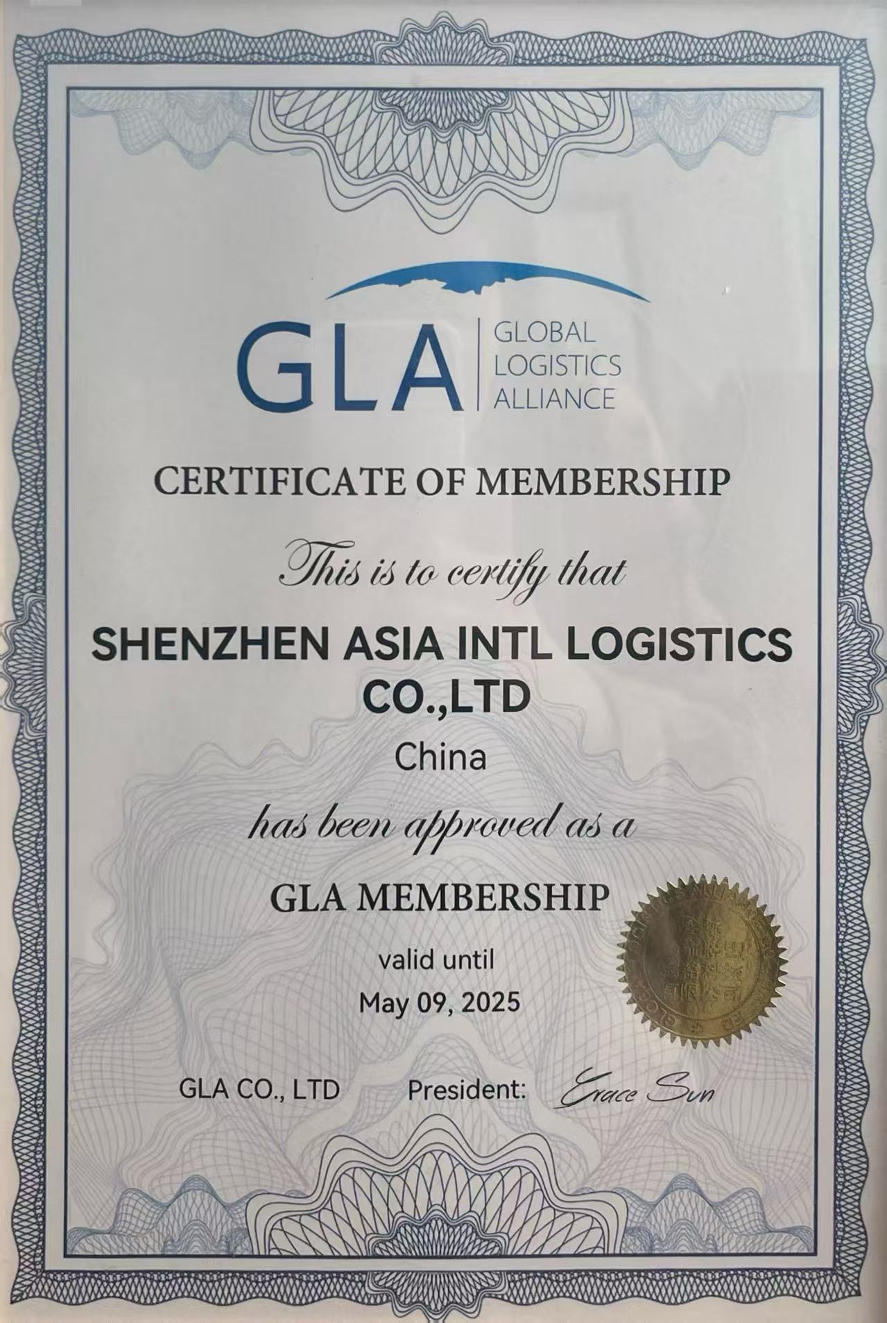 GLA CERTIFICATE OF MEMBERSHIP